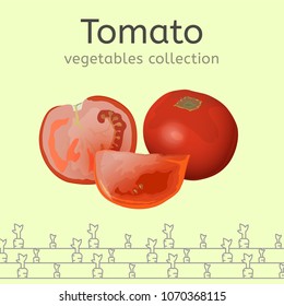 The tomato image isolated on a light background. Vegetables collection. Vector illustration