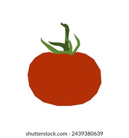 Tomato isolate icon. Minimalistic style, primitive cut geometric pattern vector.