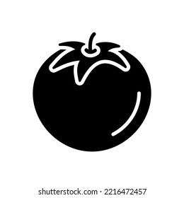 Icono de glifo vector de diseño aislado de tomate. Señal de verduras. Símbolo gráfico del sitio web de comida y bebida, diseño de aplicaciones, aplicaciones móviles y medios impresos, logotipo, interfaz de usuario
