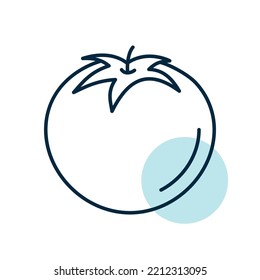 Tomato isolated design vector icon. Vegetable sign. Graph symbol for food and drinks web site, apps design, mobile apps and print media, logo, UI