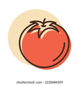 Tomato isolated design vector icon. Vegetable sign. Graph symbol for food and drinks web site, apps design, mobile apps and print media, logo, UI