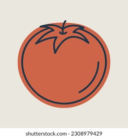 Tomato isolated design vector icon. Vegetable sign. Graph symbol for food and drinks web site, apps design, mobile apps and print media, logo, UI
