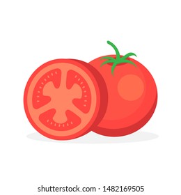 Tomato isolated on white background. Vector illustration. Eps 10.