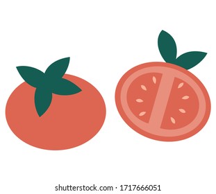 Tomate einzeln auf weißem Hintergrund Vektorillustration