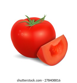 Tomato isolated on white. High quality vector. EPS10 vector.