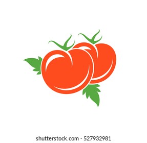 Tomato. Isolated vegetables with leaves on white background. Vector illustration  