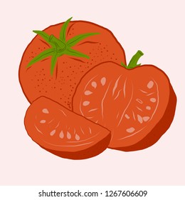 Tomato Isolated vegetables. Vector illustration. Tomato flat design on abstract background lat design style vector graphic illustration
