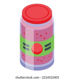 Tomato jar icon isometric vector. Sauce glass. Food ketchup