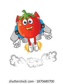tomato with jetpack mascot. cartoon vector