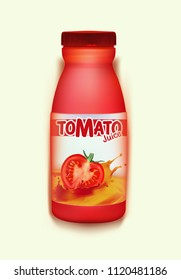 Tomato Juice Bottle .Realistic vector illustrations.