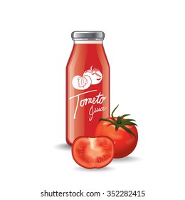tomato juice bottle vector illustration