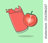 Tomato Juice Cartoon Vector Illustration. Fresh Tomato Juice Flat Icon Outline