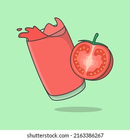 Tomato Juice Cartoon Vector Illustration. Fresh Tomato Juice Flat Icon Outline