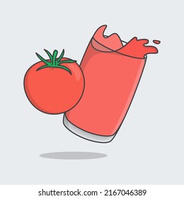 Tomato Juice Cartoon Vector Illustration. Tomato Juice Flat Icon Outline