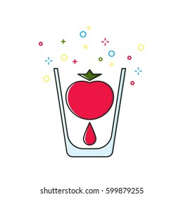 Tomato juice color thin line icon.Vector illustration
