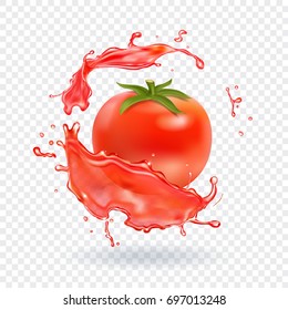 Tomato juice Fresh splash. Realistic icon