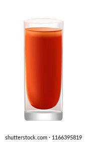 Tomato juice in a glass, vector illustration, mockup.