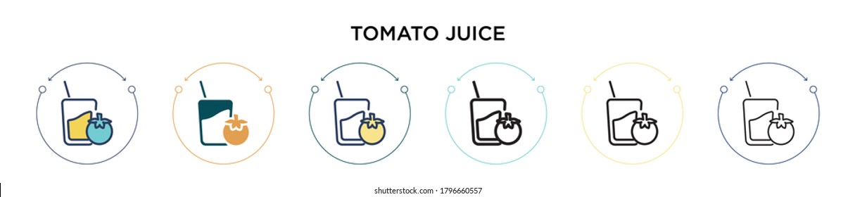 Tomato Juice Icon In Filled, Thin Line, Outline And Stroke Style. Vector Illustration Of Two Colored And Black Tomato Juice Vector Icons Designs Can Be Used For Mobile, Ui, Web