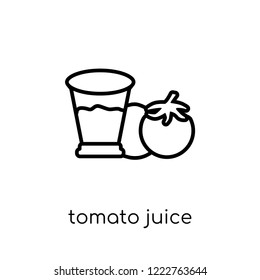tomato juice icon. Trendy modern flat linear vector tomato juice icon on white background from thin line Drinks collection, outline vector illustration