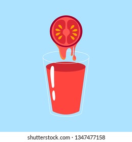 Tomato juice illustration with the slice of  a tomato