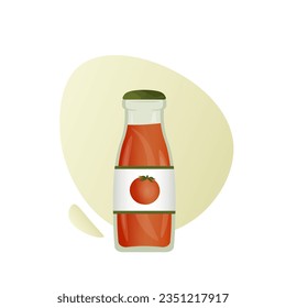tomato juice in a jar. drink vector illustration