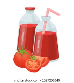 tomato juice in a jar with a straw