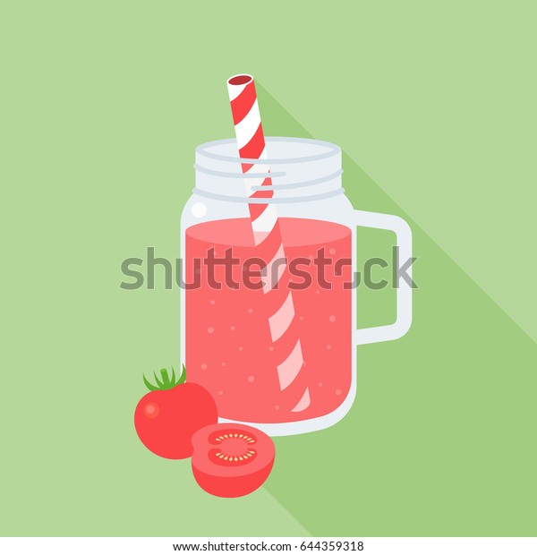 Tomato Juice Mason Jar Half Tomato Stock Vector (Royalty Free
