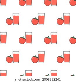 Patrón De Jugo De Tomate Sin Marea En Un Fondo Blanco. Ilustración del vector del tema del tomate