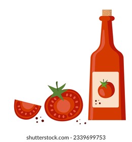 tomato juice and tomatoes vector picture.