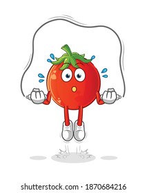 ilustración de ejercicio de cuerda de salto de tomate. vector de caracteres