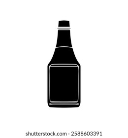 Tomato Ketchup Bottle Black Fill Icon, vector illustration in trendy style. Editable graphic resources for many purposes.