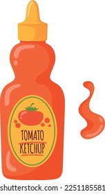 Botella de ketchup de tomate. Icono de salsa roja de dibujos animados aislado en fondo blanco