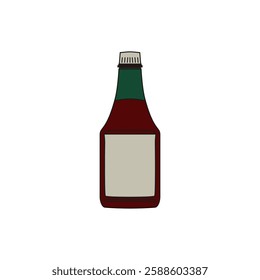 Tomato Ketchup Bottle Color Fill Icon, vector illustration in trendy style. Editable graphic resources for many purposes.