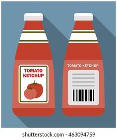 Tomato ketchup bottle - color vector icon illustration