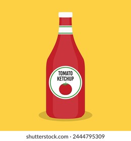 tomato ketchup bottle flat vector illustration