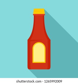 Tomato ketchup bottle icon. Flat illustration of tomato ketchup bottle vector icon for web design