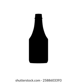 Tomato Ketchup Bottle Silhouette, vector illustration in trendy style. Editable graphic resources for many purposes.