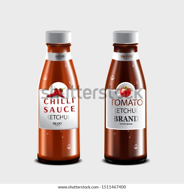 Tomato Ketchup Chilli Sauce Isolated On Stock Vector (Royalty Free