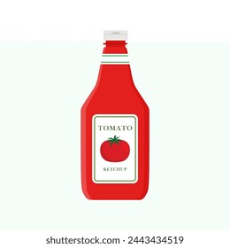 tomate ketchup ilustración vectorial de diseño plano. Botella de tomate salsa roja saludable vegetariana natural vegetal símbolo vector icono. Comida de kétchup