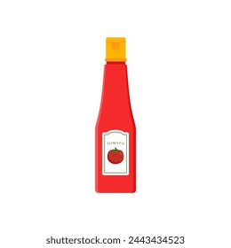 tomate ketchup ilustración vectorial de diseño plano. Botella de tomate salsa roja saludable vegetariana natural vegetal símbolo vector icono. Comida de kétchup