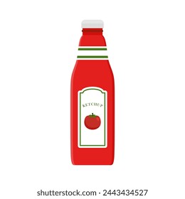 tomato ketchup flat design vector illustration. Bottle tomato red sauce healthy organic vegetarian natural vegetable symbol vector icon. Kitchen ketchup food