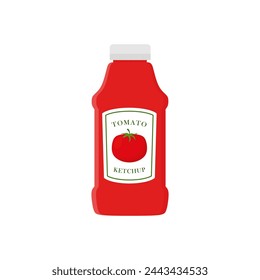 tomato ketchup flat design vector illustration. Bottle tomato red sauce healthy organic vegetarian natural vegetable symbol vector icon. Kitchen ketchup food