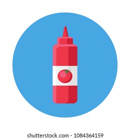 Tomato ketchup flat iconisolated on blue background. Simple tomato ketchup in flat style, vector illustration for web and mobile design.