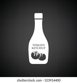 Tomato ketchup icon. Black background with white. Vector illustration.