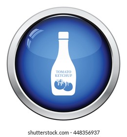 Tomato ketchup icon. Glossy button design. Vector illustration.