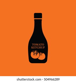 Tomato ketchup icon. Orange background with black. Vector illustration.