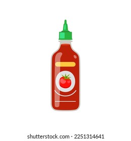 Tomato ketchup isolated on white background. Tinned food cartoon illustration. Pantry, grocery, storage concept