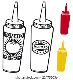 Tomato Ketchup And Mustard Bottle 