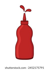 Tomato ketchup sauce and bootle. vector design
