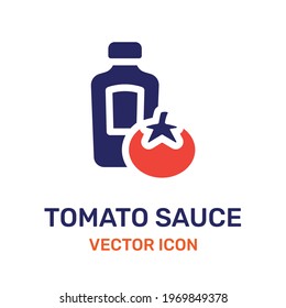 Tomato ketchup, sauce icon vector